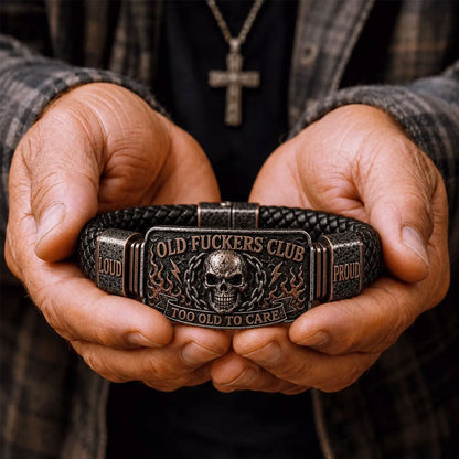 ☠️Old Fuckers Club Braided Leather Bracelet  | 2026 Limited Edition Vintage Bracelet