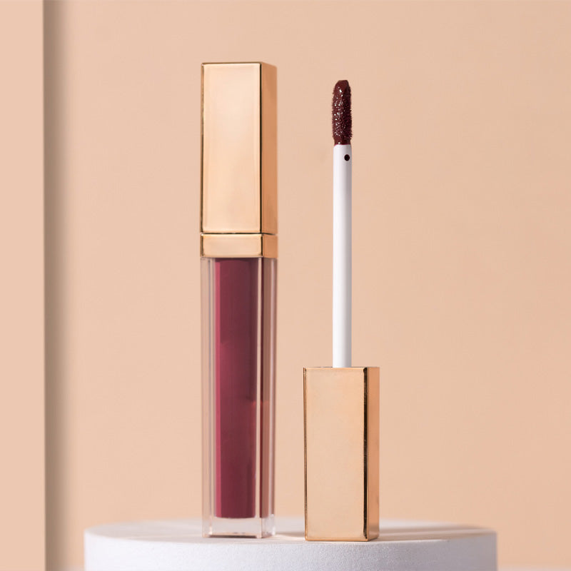 ✨ Guldpläterad matt läppglans i fyrkantig flaska —— Stråla av självförtroende, framhäv din charm! 💋