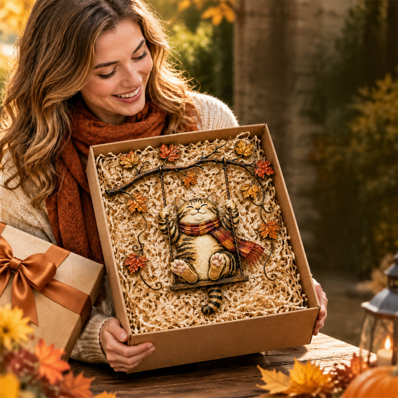 🍁Autumn Cat Metal Wall Decor🐱