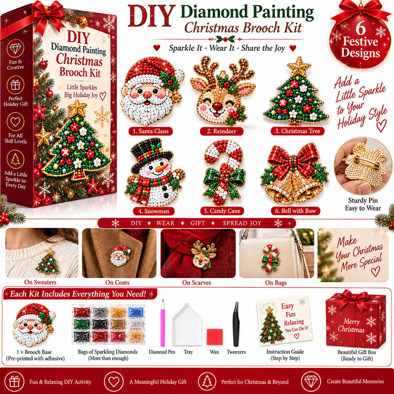 💎DIY Christmas Diamond Brooch Kit with 6 Designs