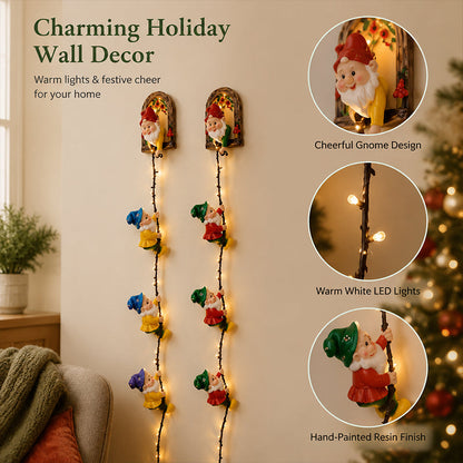 🎄  Climbing Gnome Christmas String Lights, Indoor Outdoor Wall Hanging Holiday Decor