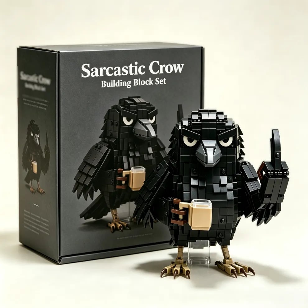 🐦‍⬛ Sarcastic Coffee Crow-- Building Block Set – Funny Do Not Disturb Desk Decor