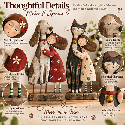 Girl & Her Best Friend Folk Art Figurine