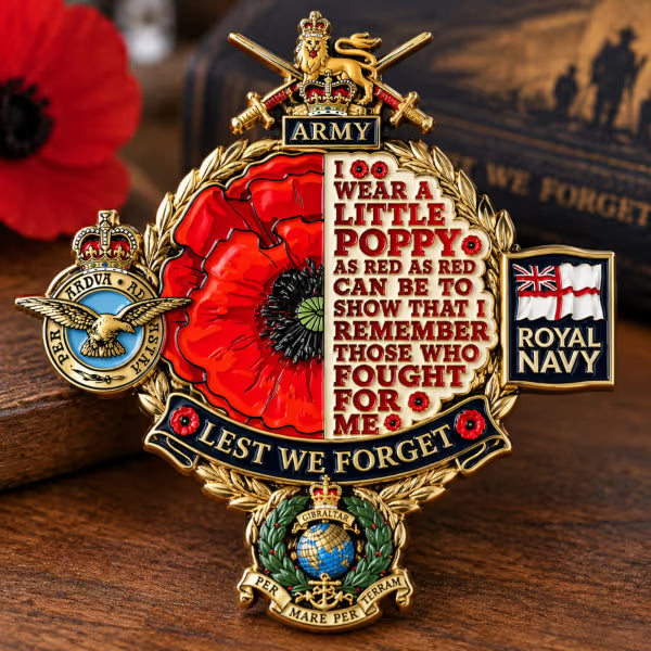 Detailed remembrance poppy badge