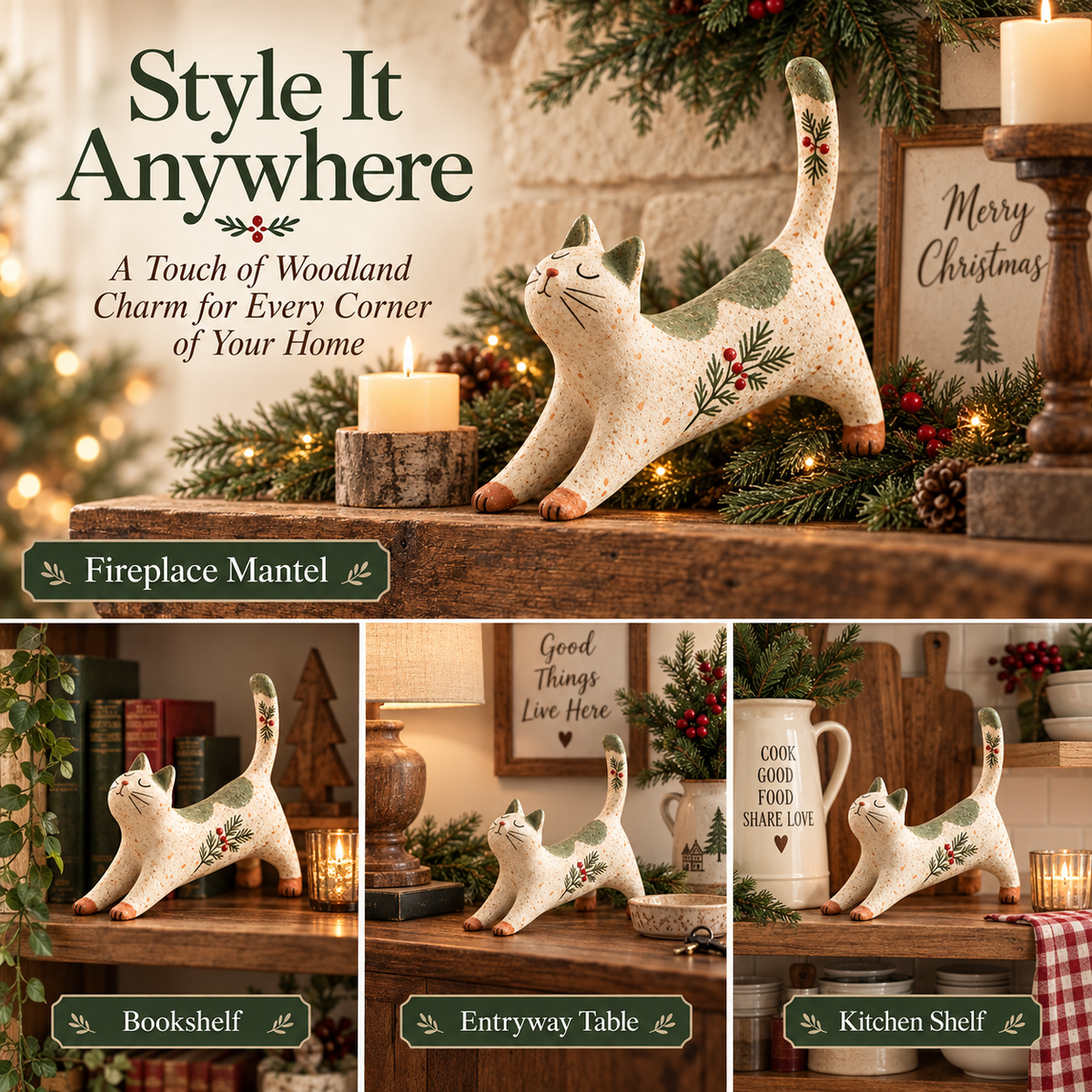 🐾Woodland Christmas Cat Figurine