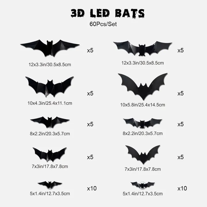 🦇 Halloween 3D Lighted Bats