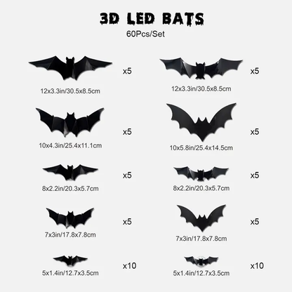 🦇 Halloween 3D Lighted Bats
