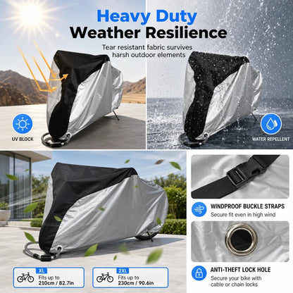 🚲Waterproof Bike Cover for 1–2 Bikes – Windproof Outdoor Protection