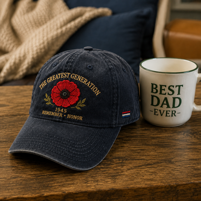 🎖️🌺 A Generation's Legacy — 1945 Remembrance Poppy Cap