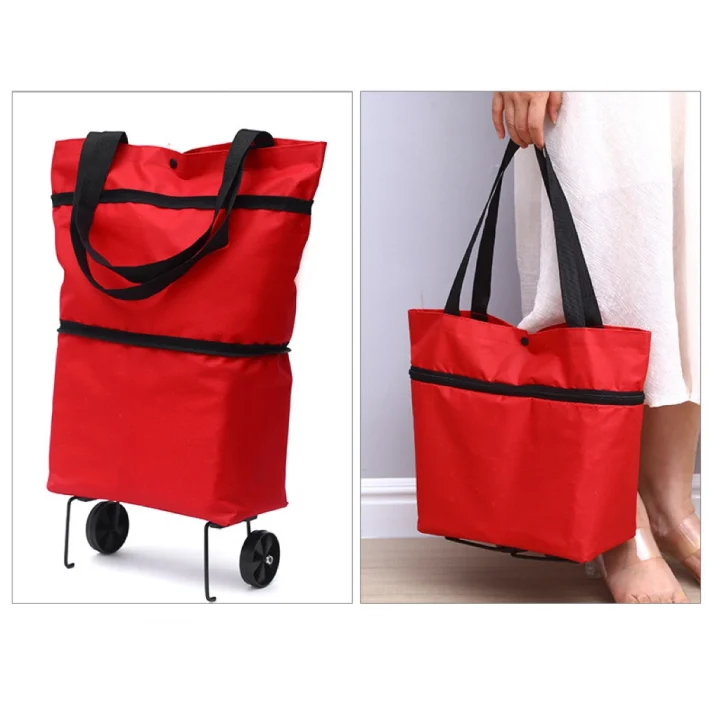 🛍️2-in-1 Foldable Shopping Cart  – Carry More, Roll Easier