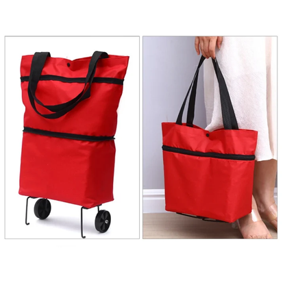 🛍️2-in-1 Foldable Shopping Cart  – Carry More, Roll Easier