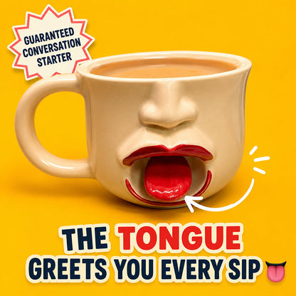 Quirky abstract tongue ceramic mug