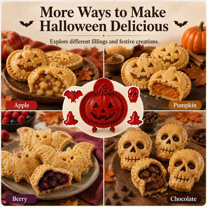 🎃 Halloween Mini Pie Mold Set – 8 Spooky Designs for Easy Festive Baking