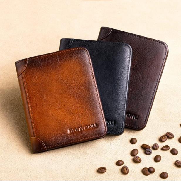 Men’s Genuine Leather RFID-Blocking Wallet | Ultra-Slim Cowhide Wallet with Multiple Card Slots
