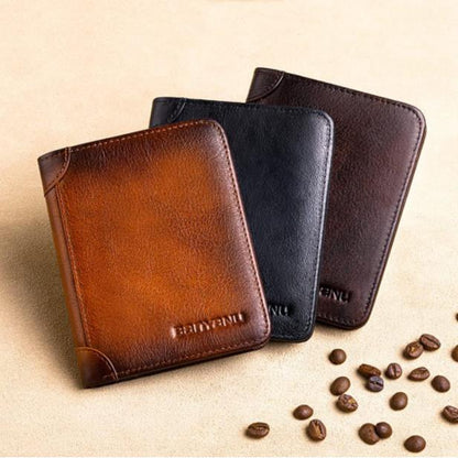 Men’s Genuine Leather RFID-Blocking Wallet | Ultra-Slim Cowhide Wallet with Multiple Card Slots