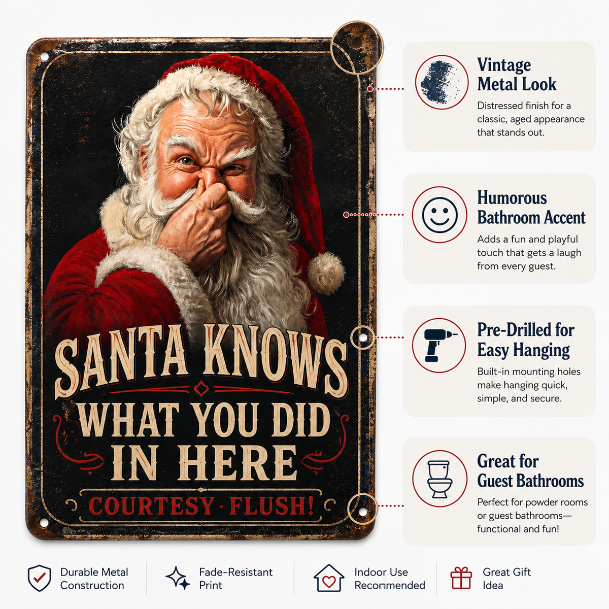 🎅🚽Santa Knows Funny Bathroom Sign