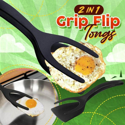 🥘🍳 2-in-1 Grip Flip Tongs with Silicone Tips – Non-Scratch, Non-Stick, Heat-Resistant ✨