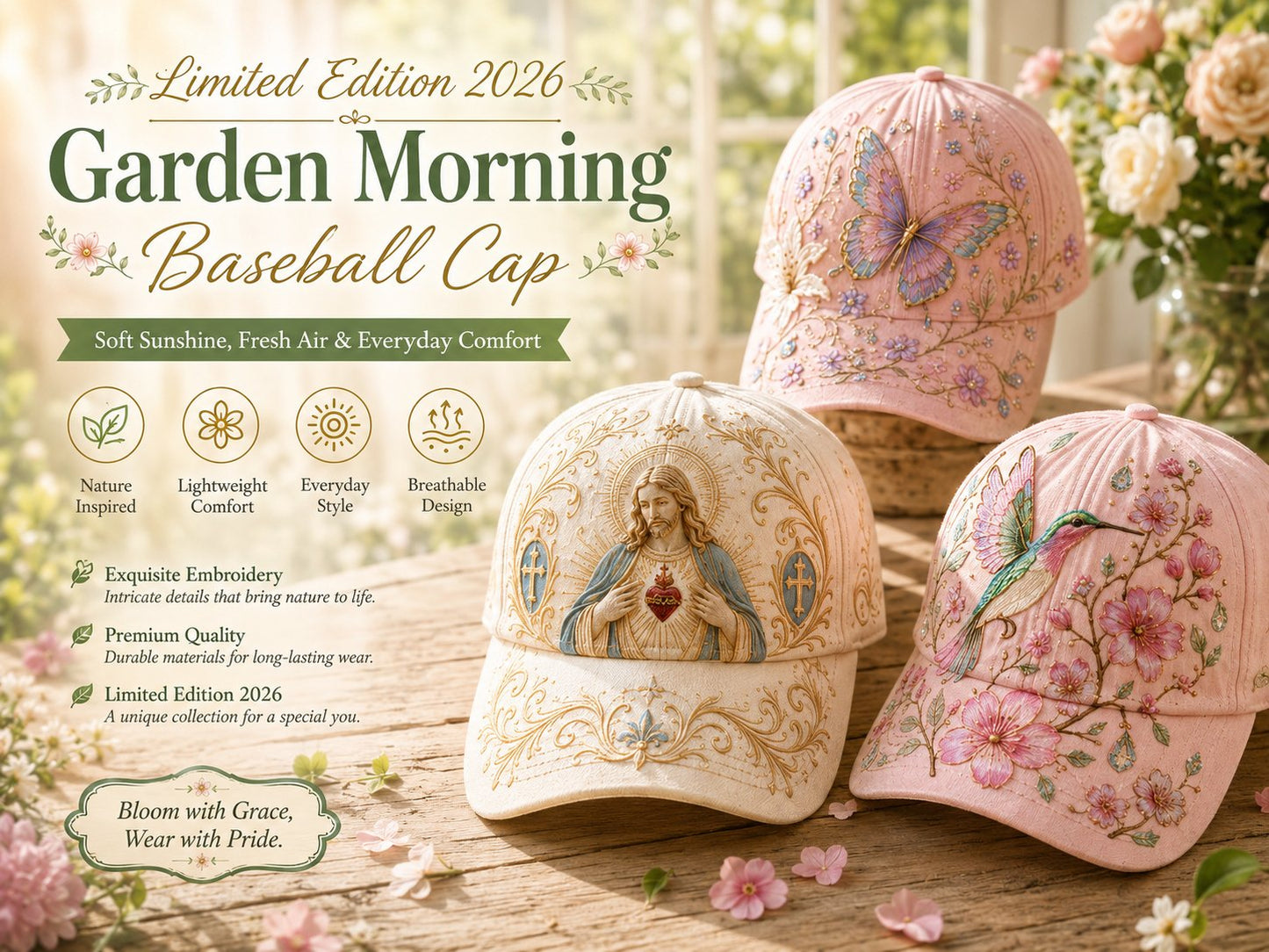 🌸🌿 Garden Morning Cap