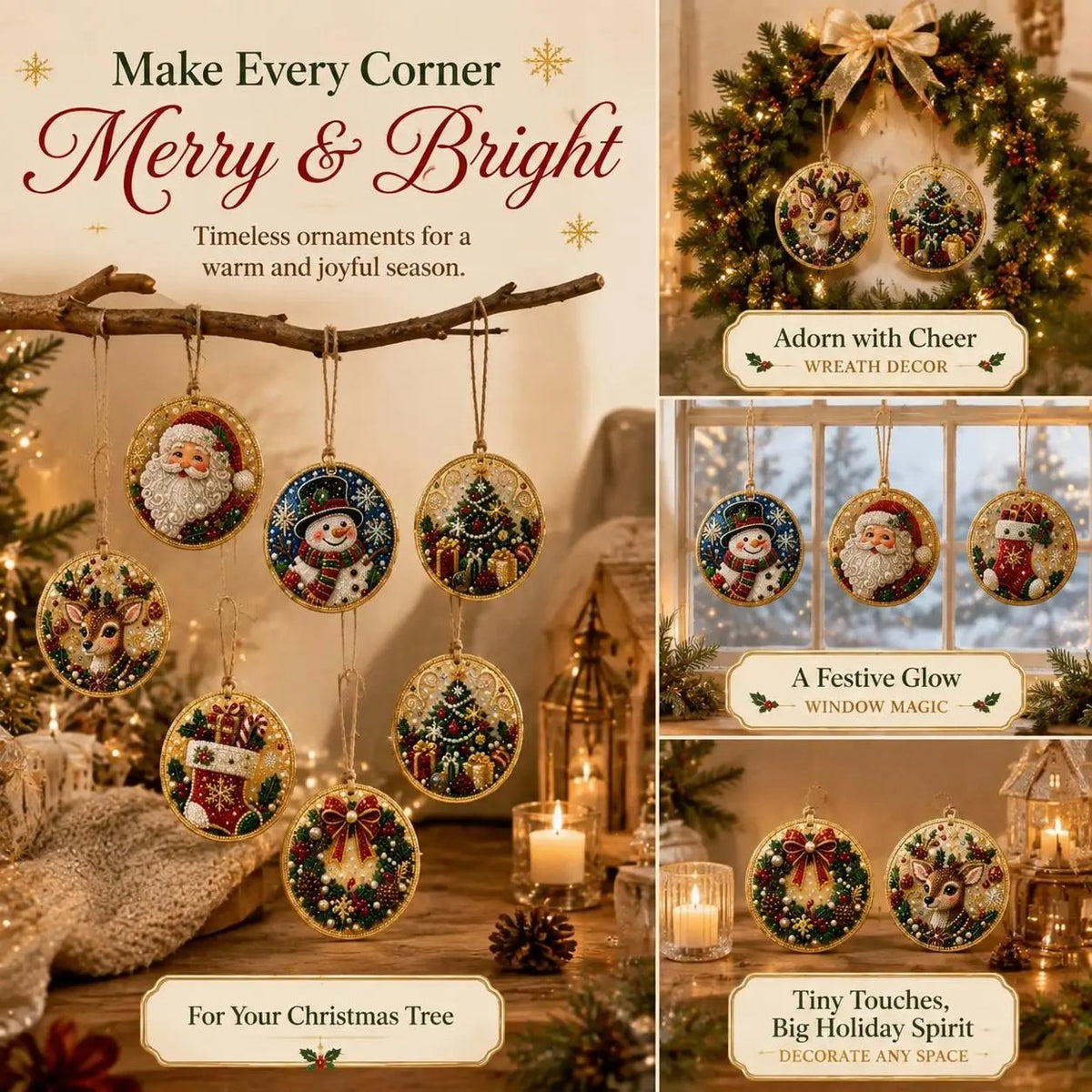 Christmas DIY Diamond Painting Ornaments Kit – Xmas Tree Hanging Craft Decoration