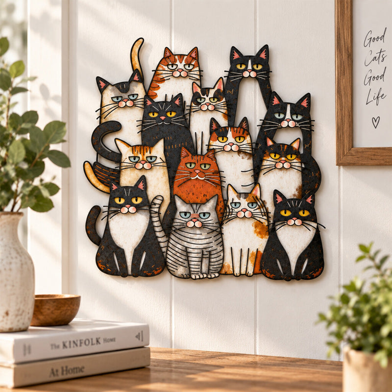 🐾Whimsical Cat Family Metal Wall Art