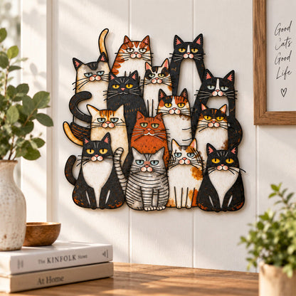 🐾Whimsical Cat Family Metal Wall Art