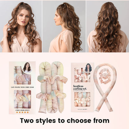 🌸 Satin Heatless Curling Rod Kit - enkla lockar, en hårvänlig skönhetshemlighet!