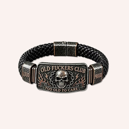 ☠️Old Fuckers Club Braided Leather Bracelet  | 2026 Limited Edition Vintage Bracelet