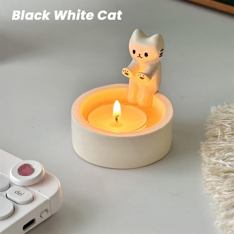 Valp Katt Kanin Tecknad Ljusstake Prydnadsföremål