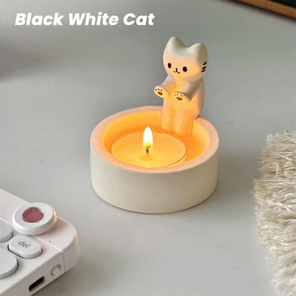 Valp Katt Kanin Tecknad Ljusstake Prydnadsföremål