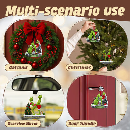 🎄 Styggt Grönt Par Julgranskulor – Julklapp 💚