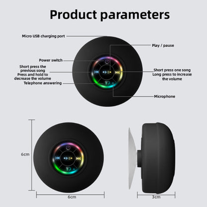 Stor Sugkopp LED-Ljus Vattentät Bluetooth-Högtalare