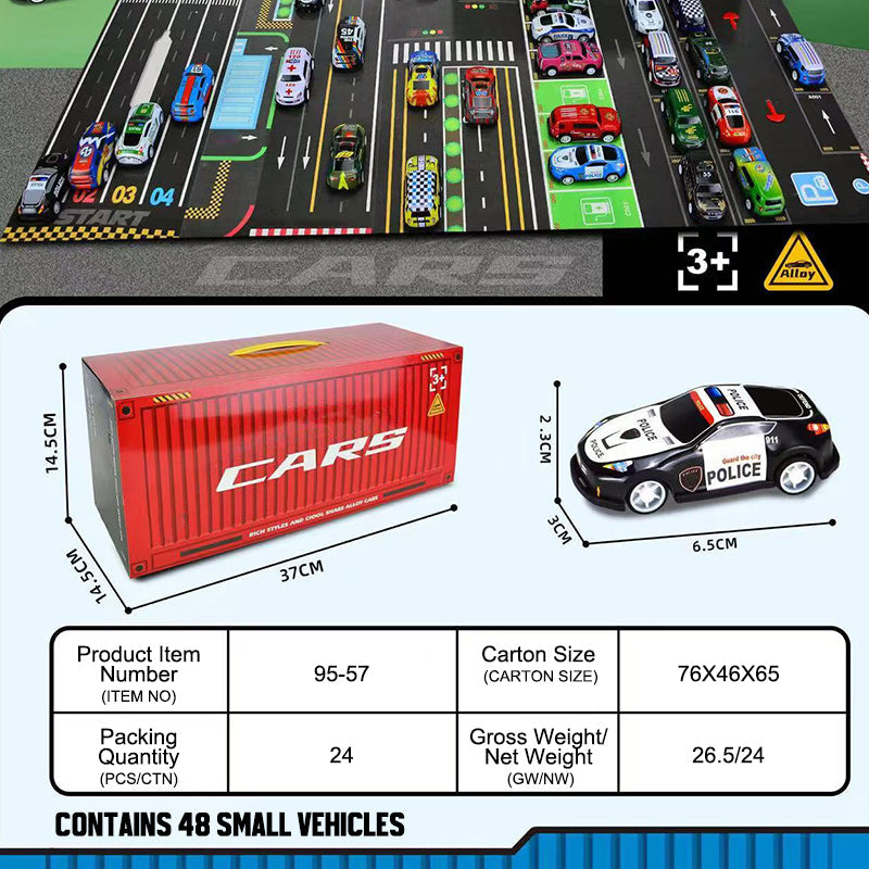 Presentset, inklusive mini-behållare för bilar med utdragbar baksida 🚗🎁