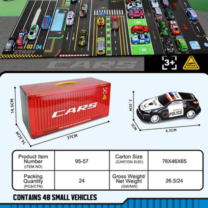 Presentset, inklusive mini-behållare för bilar med utdragbar baksida 🚗🎁