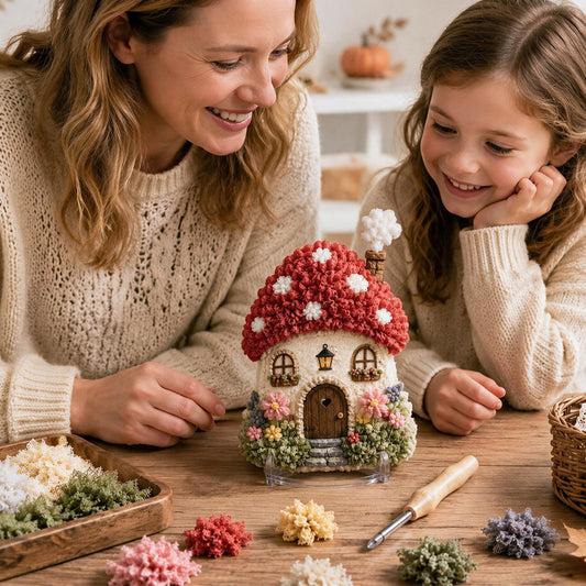 🍄 Whimsical Village 3D Fabric Poke Art Kit