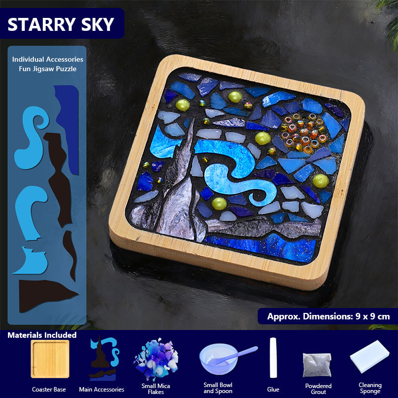 🎨DIY Mosaic Coaster Set – World-Famous Paintings Series: Handcrafted Creative Decal Artwork