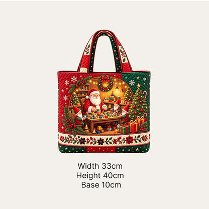 Vintage Santa Christmas Print Tote Bag | Festive Re‑usable Shopper