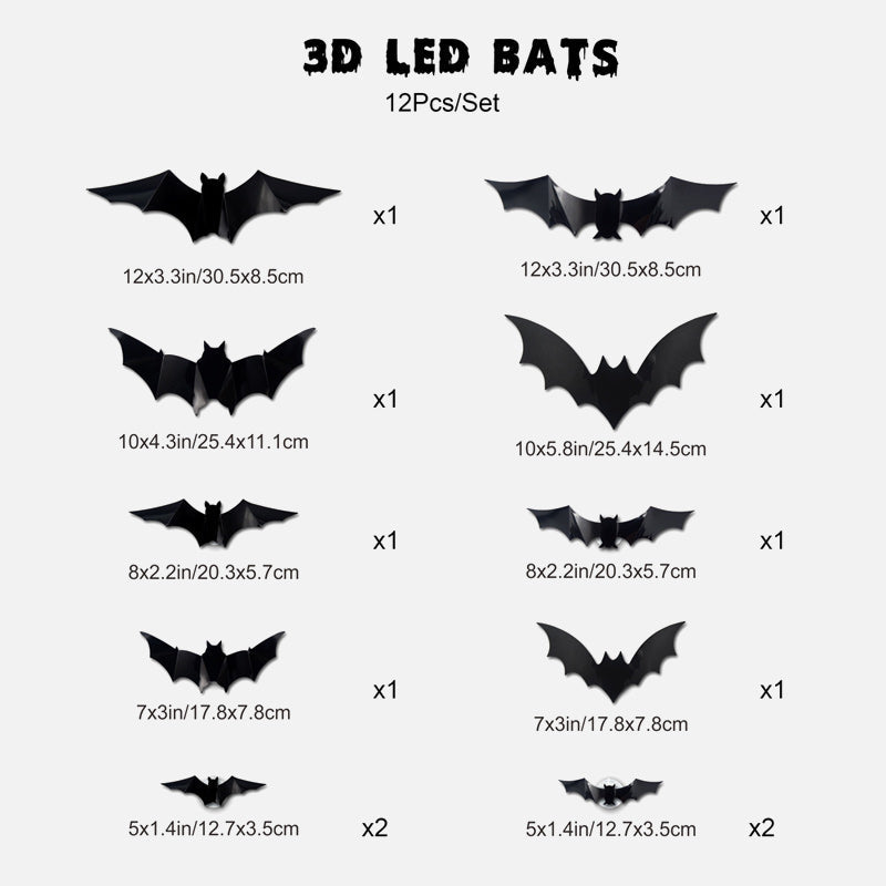 🦇 Halloween 3D Lighted Bats