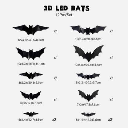 🦇 Halloween 3D Lighted Bats