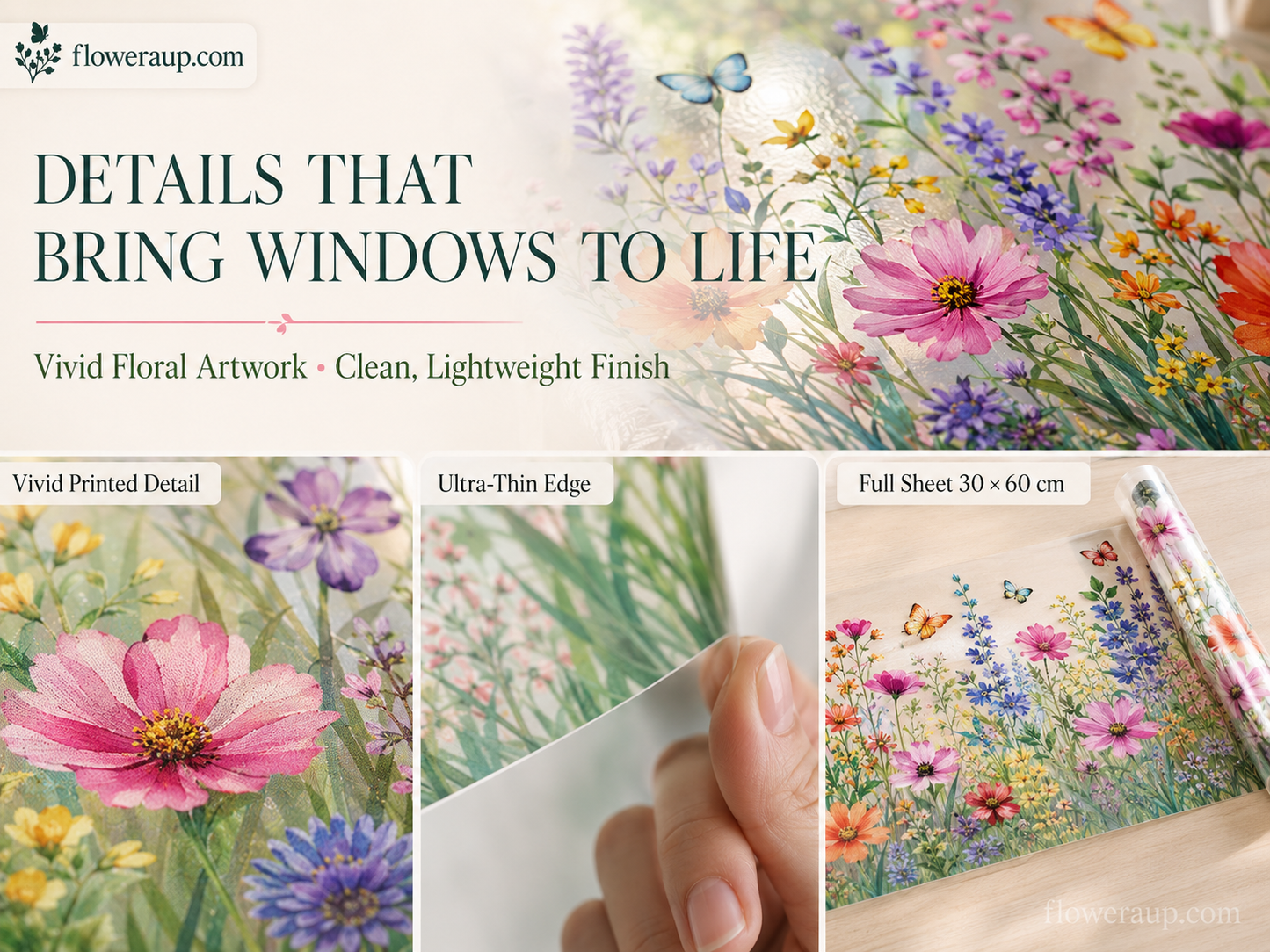 💐Colorful Floral Bouquet Window Sticker🖼️ Make Your Window Beautiful in Seconds! Cut to any size you like!