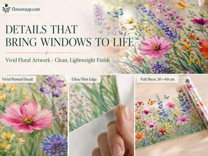 💐Colorful Floral Bouquet Window Sticker🖼️ Make Your Window Beautiful in Seconds! Cut to any size you like!