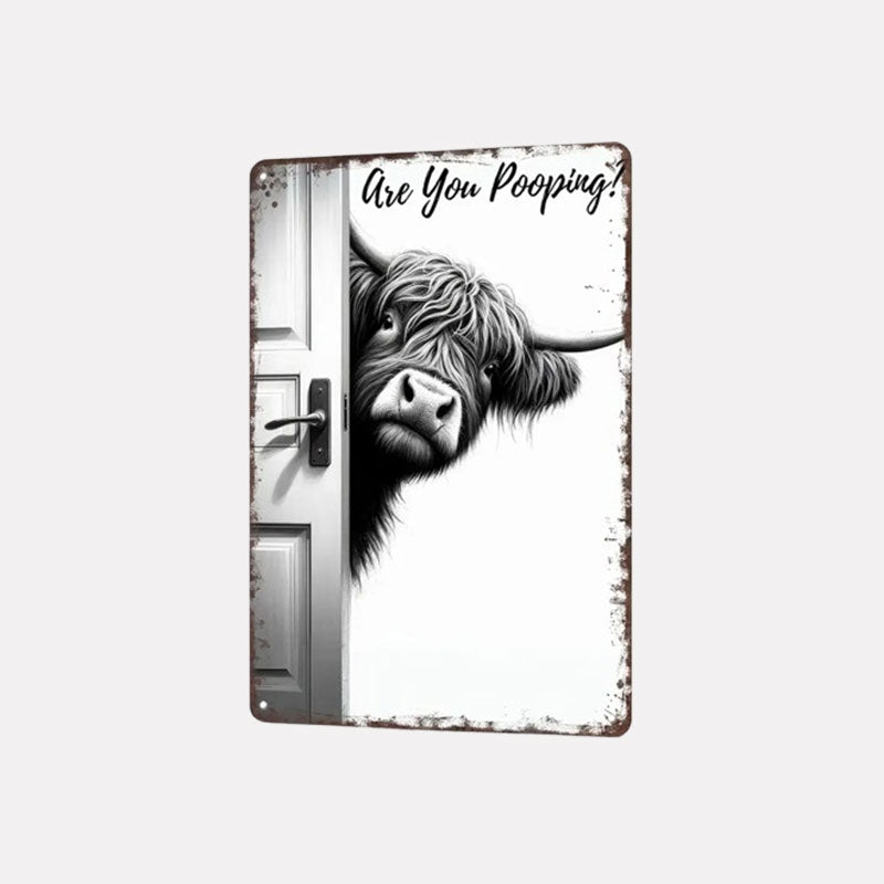 🐮 Funny"Are You Pooping?" Wall Decor😂 – Vintage Highland Cow Sign
