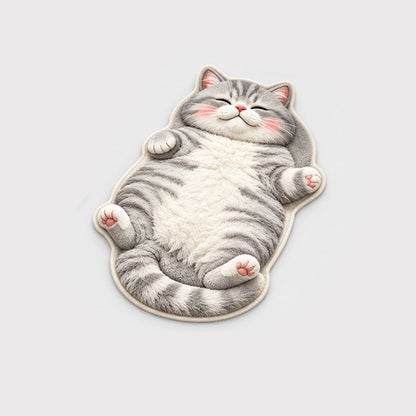 🐱Chubby tabby cat-shaped rug 🤎