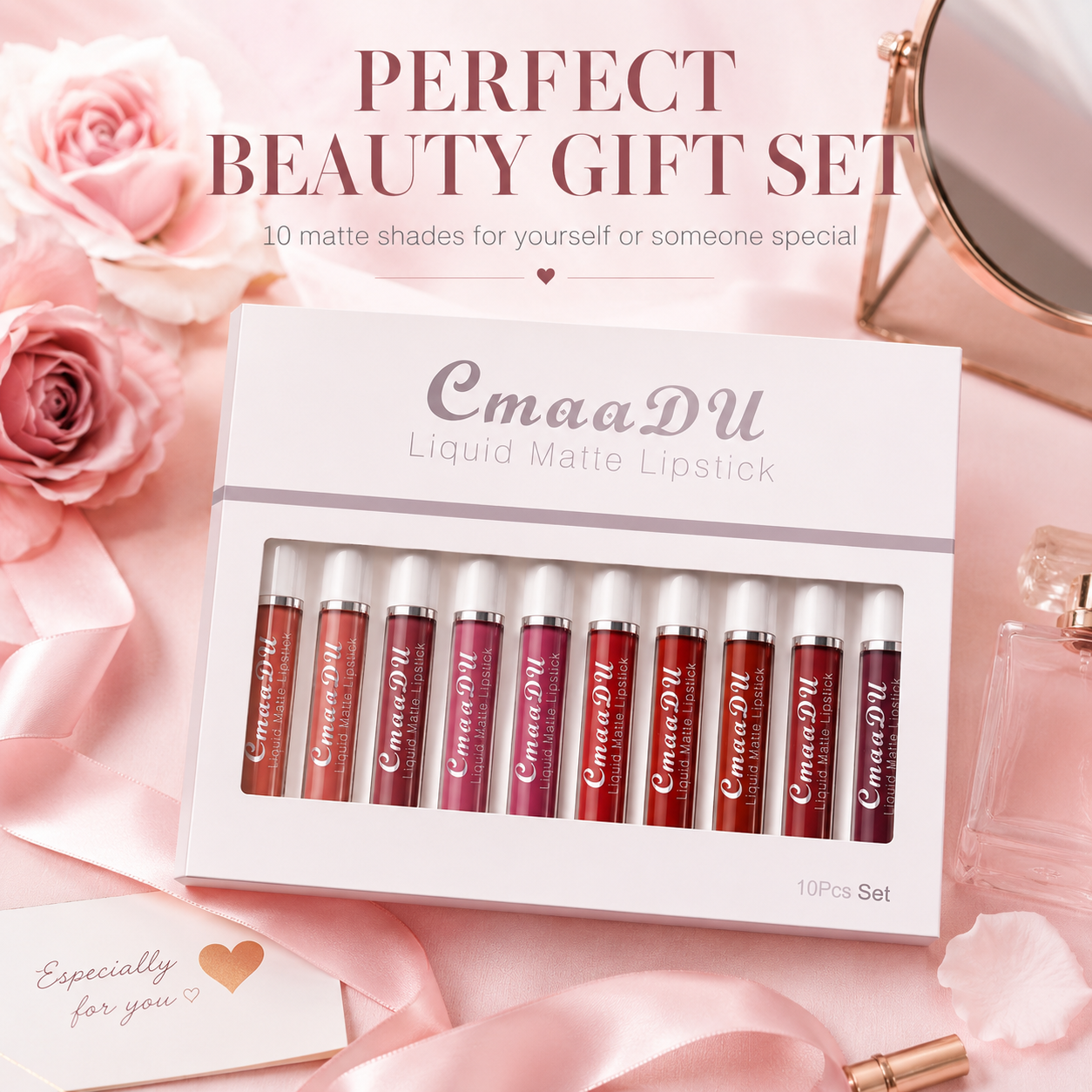 💜10Pcs Matte Waterproof  Long Lasting Lip Gloss