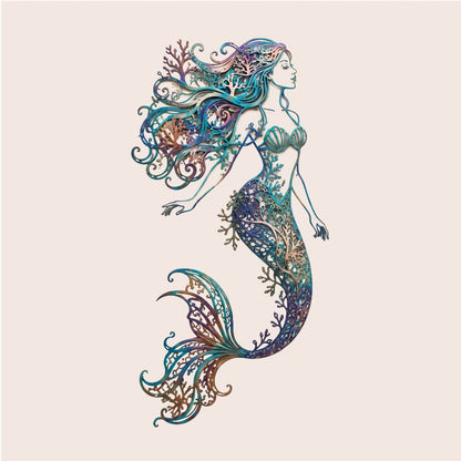 🧜‘Deep Sea Mermaid Dream’ Mural – 🌊Vintage Ocean-themed Metal Openwork Wall Decoration