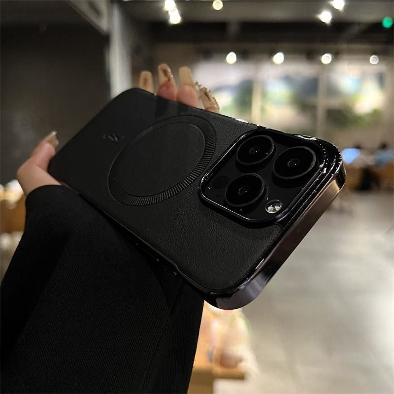 Ramlöst Läder Magnetiskt Elektropläterat Mobiltelefonfodral