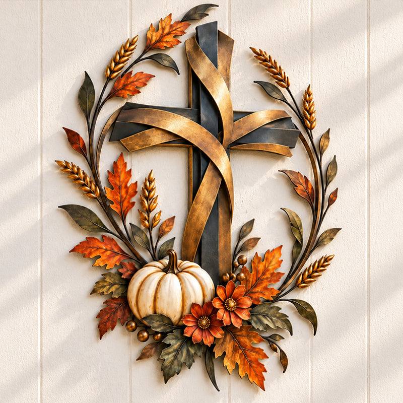 🍂✝️ Autumn Cross – Fall Harvest Wall Decor