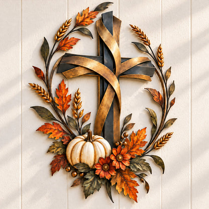🍂✝️ Autumn Cross – Fall Harvest Wall Decor