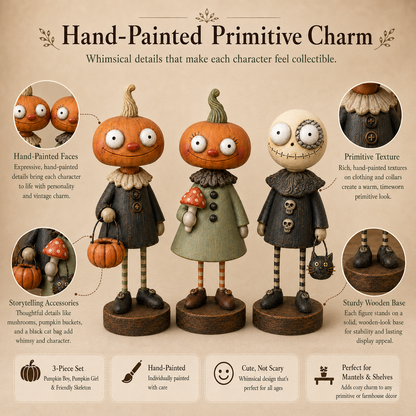 Primitive Pumpkin Friends – Vintage Halloween Figurines Collection