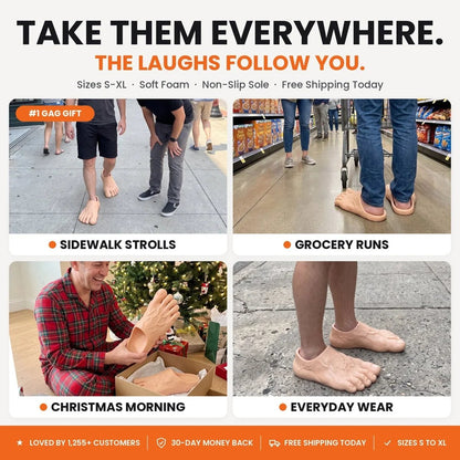 😂 Realistic Barefoot Slippers – Funny Giant Toe Slides, Hilarious Prank Gift 👣