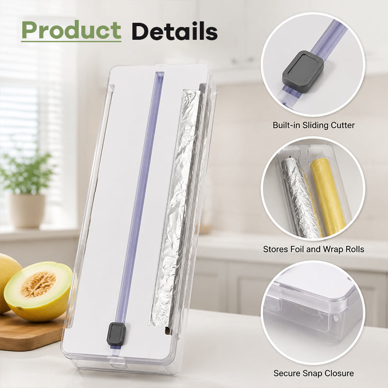 ✂️Kitchen Aluminum Foil Paper Plastic Wrap Storage Cutting Box 🍳